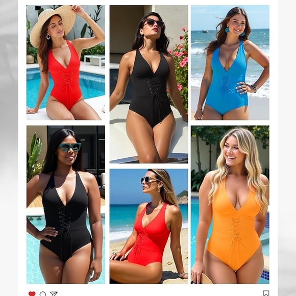 SHAPELLX Women's Slimming Swimwear Push Up V Neck Tummy Control Swim Suits Blue - Picture 5 of 9